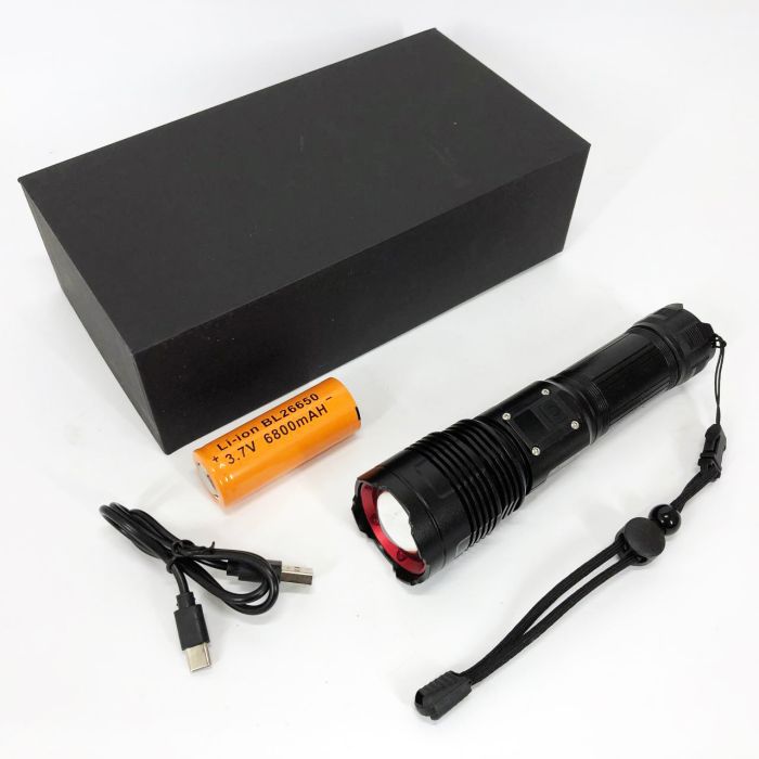 Ручной фонарик PLD-6606 White Laser LED PM50-TG, работает от аккумулятора, сверхмощный фонарик