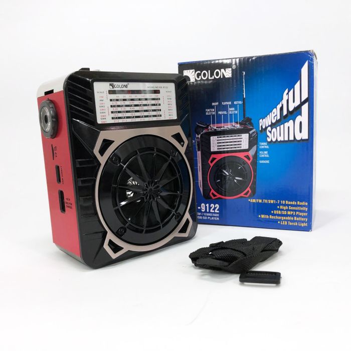 Радиоприемник GOLON RX-9122 портативная колонка всеволновое переносное радио FM фонарь LED. Цвет: красный