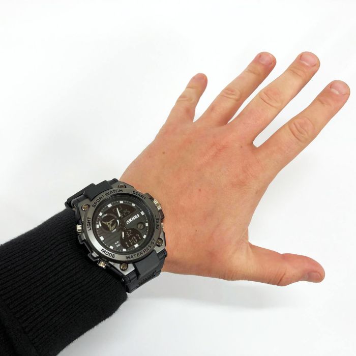 Часы наручные мужские SKMEI 2031BK BLACK, мужские тактические часы, противоударные часы. Цвет: черный