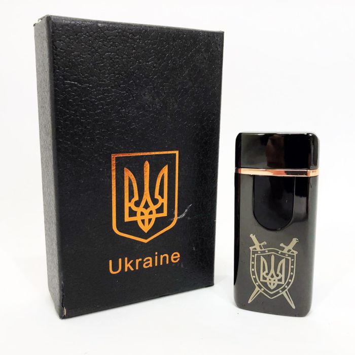 Электрическая и газовая зажигалка Украина с USB-зарядкой HL-432, зажигалка сенсорная. Цвет: черный