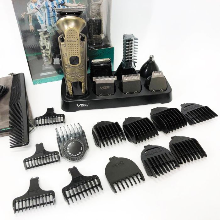 Набор для стрижки VGR 8 в 1 V-103, 19 насадок, Машинка для стрижки для дома, Машинка для стрижки мужская