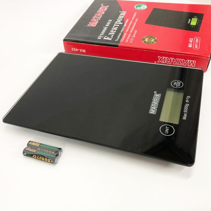 Весы кухонные MATARIX MX-402 5 кг с дисплеем, Компактные кухонные весы для пищи. Цвет: черный