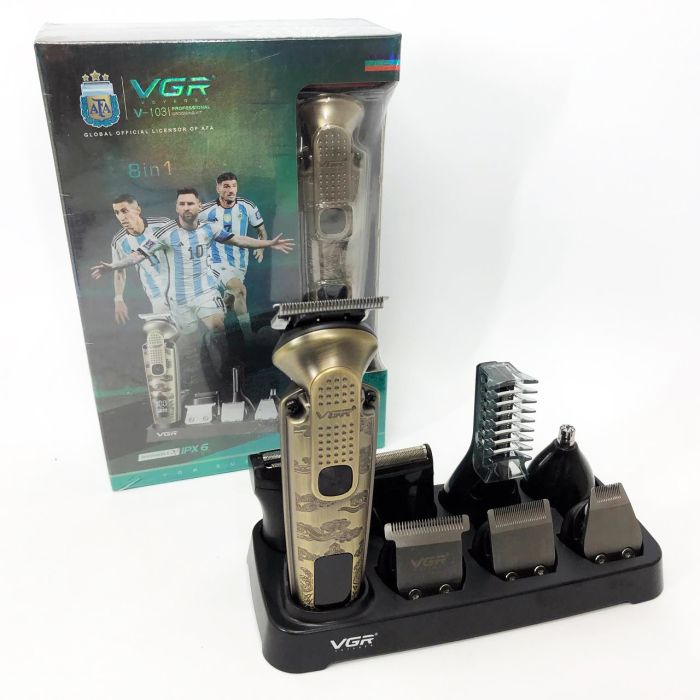 Набор для стрижки VGR 8 в 1 V-103, 19 насадок, Машинка для стрижки для дома, Машинка для стрижки мужская