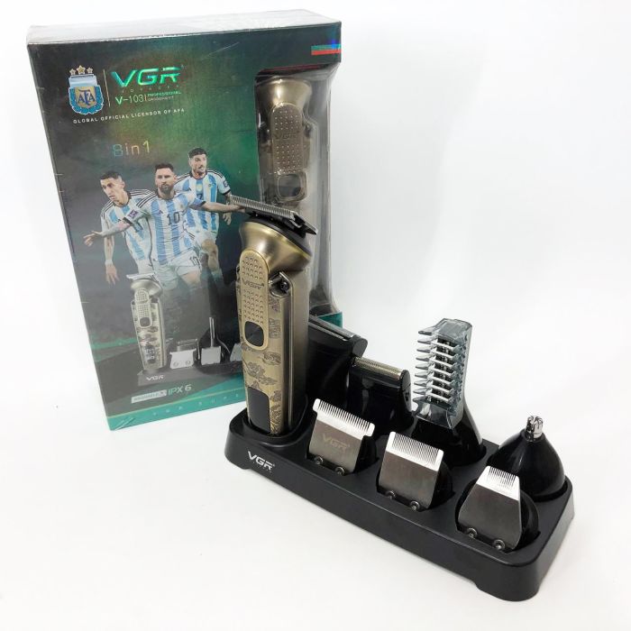 Набор для стрижки VGR 8 в 1 V-103, 19 насадок, Машинка для стрижки для дома, Машинка для стрижки мужская