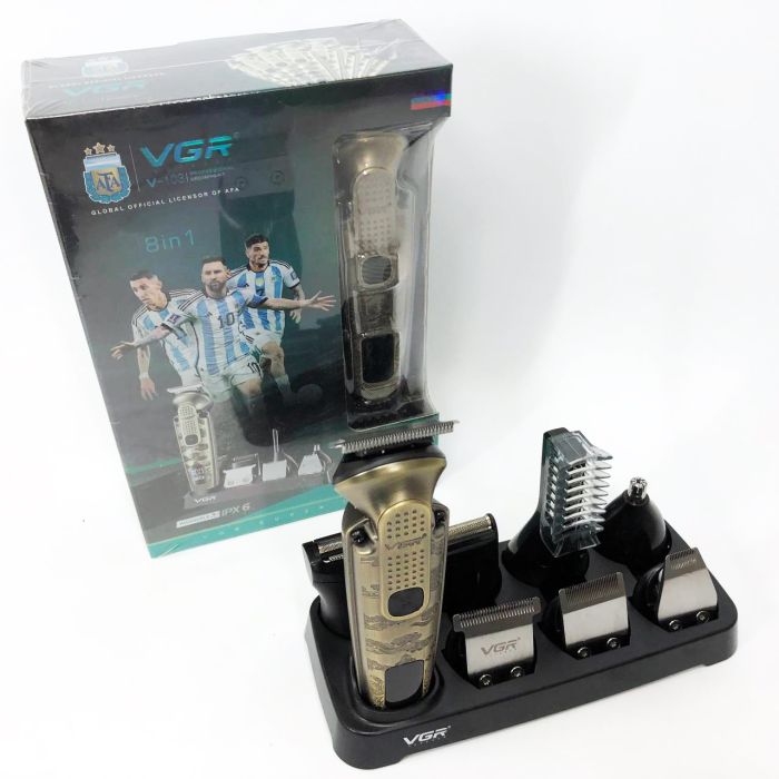 Набор для стрижки VGR 8 в 1 V-103, 19 насадок, Машинка для стрижки для дома, Машинка для стрижки мужская