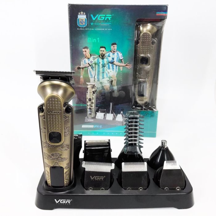 Набор для стрижки VGR 8 в 1 V-103, 19 насадок, Машинка для стрижки для дома, Машинка для стрижки мужская