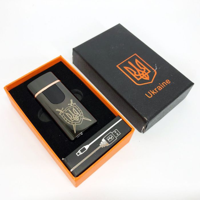 Электрическая и газовая зажигалка Украина с USB-зарядкой HL-432, зажигалка сенсорная. Цвет: черный