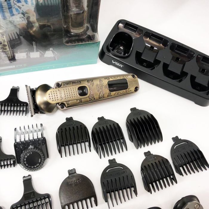 Набор для стрижки VGR 8 в 1 V-103, 19 насадок, Машинка для стрижки для дома, Машинка для стрижки мужская