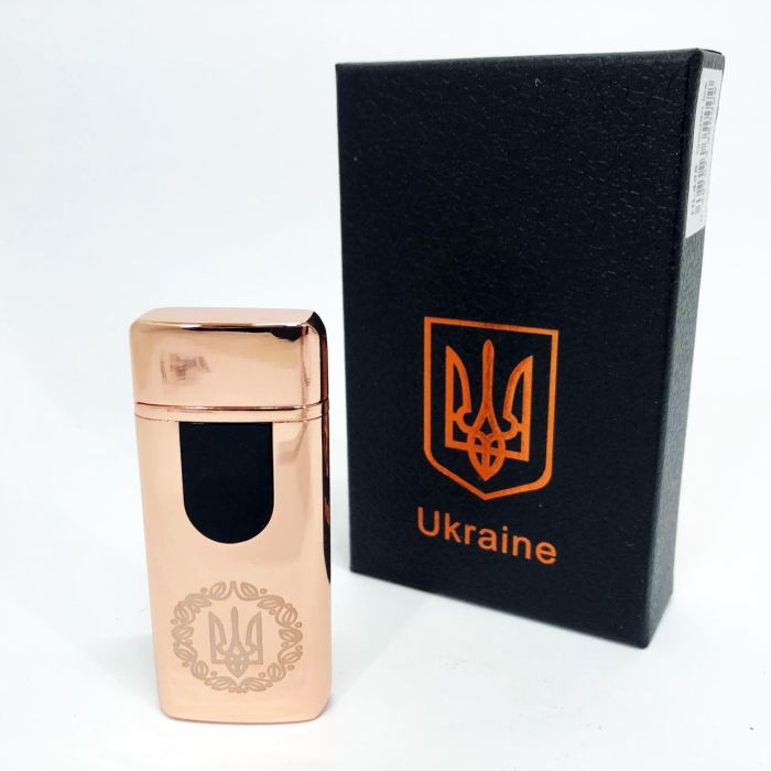 Электрическая и газовая зажигалка Украина с USB-зарядкой HL-435, зажигалка необычная. Цвет: золотой