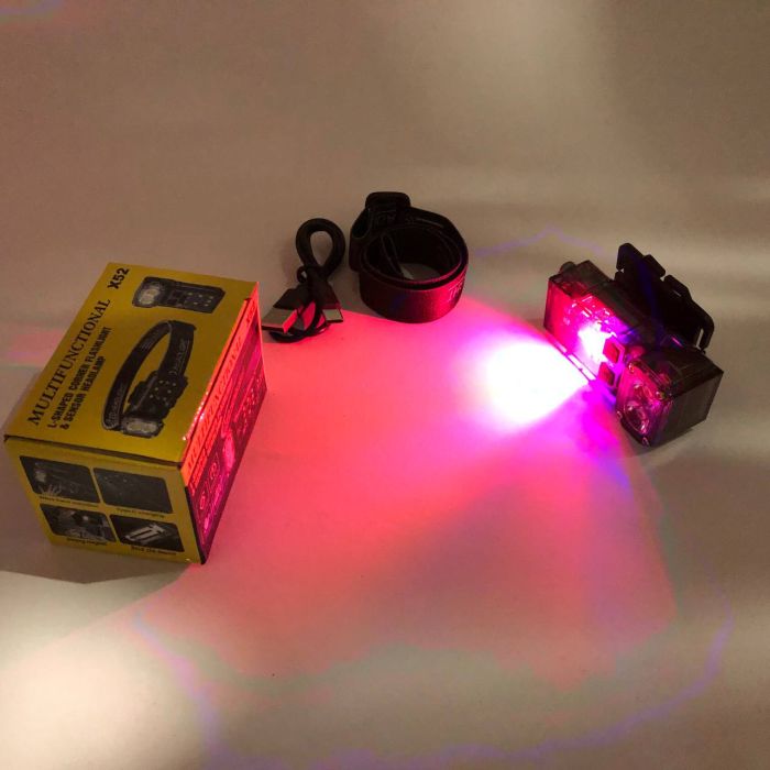 Налобный фонарь X52, 2LED+6SMD RGB, Фонарь на голову для бега, Фонарь на голову для рыбалки