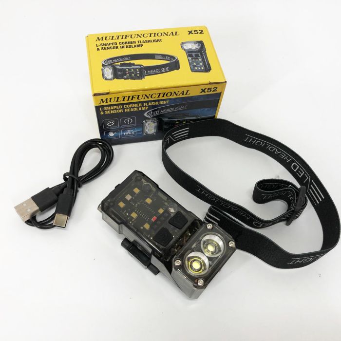 Налобный фонарь X52, 2LED+6SMD RGB, Фонарь на голову для бега, Фонарь на голову для рыбалки