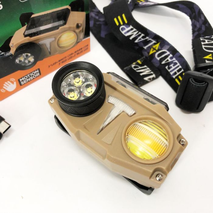 Фонарь налобный CH-8825-3P35+COB(white+yellow)+RGB, Фонарь на голову диодный, Фонарь аккумуляторный