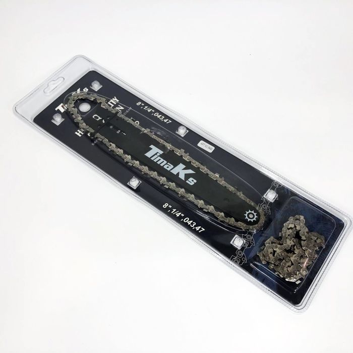 Комплект шина 20см + 2 цепи  KRAFFTEC 8  шаг 1/4 47 зубьев для аккумуляторной пилы