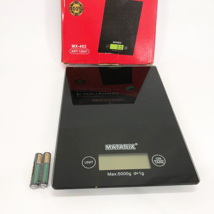 Весы кухонные MATARIX MX-402 5 кг с дисплеем, Компактные кухонные весы для пищи. Цвет: черный