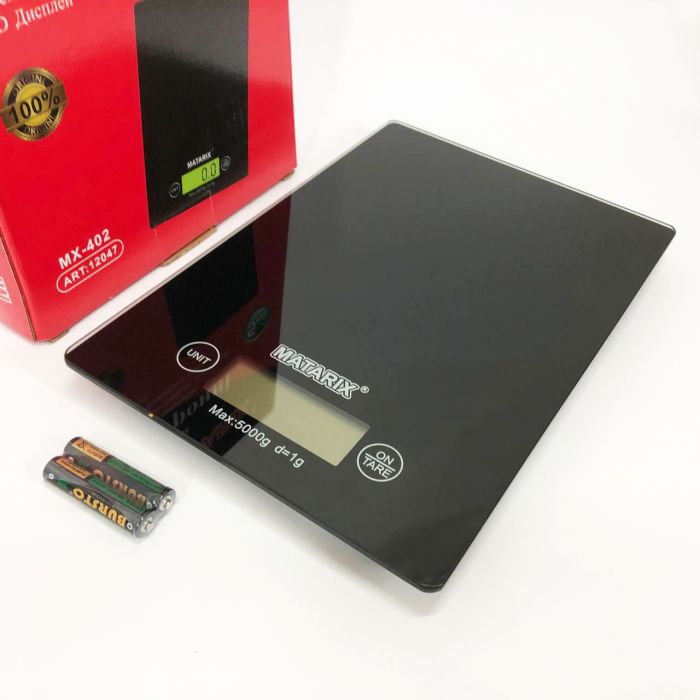 Весы кухонные MATARIX MX-402 5 кг с дисплеем, Компактные кухонные весы для пищи. Цвет: черный