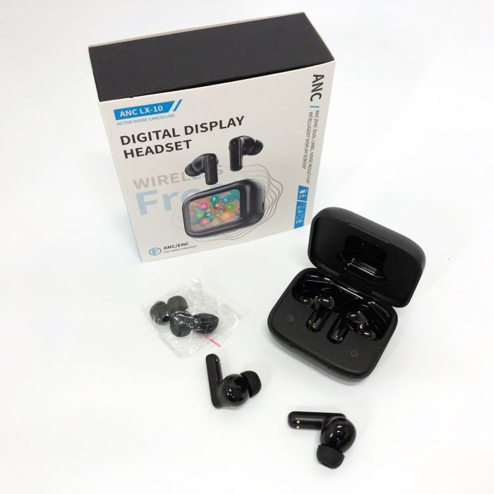 Наушники беспроводные LX-10 TWS Earbuds с LED дисплеем Блютуз беспроводные наушники затычки. Цвет: черный