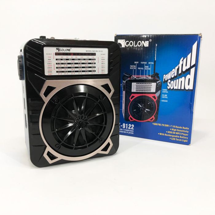Радиоприемник GOLON RX-9122 портативная колонка всеволновое переносное радио FM фонарь LED. Цвет: синий