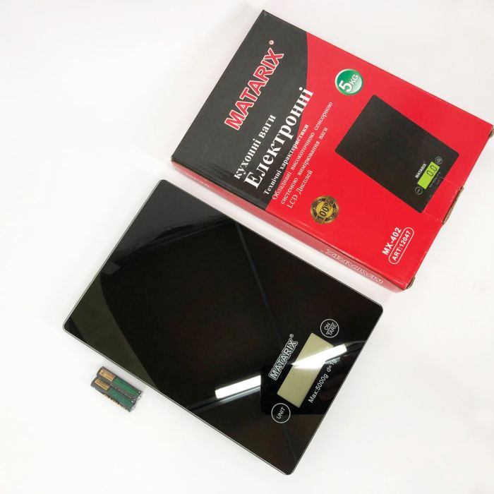 Весы кухонные MATARIX MX-402 5 кг с дисплеем, Компактные кухонные весы для пищи. Цвет: черный