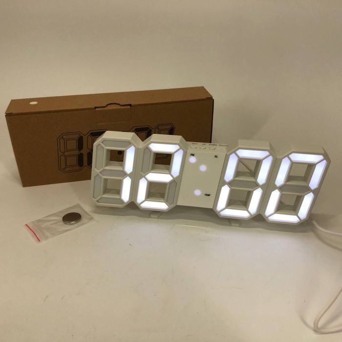 Часы настольные LY-1089 с белой подсветкой LED белые, Часы электронные светящиеся, Электронные часы VST