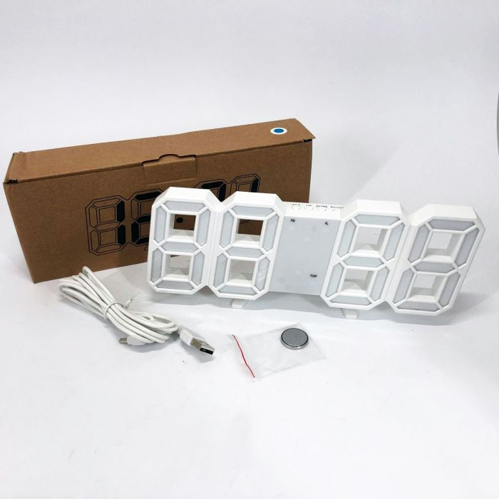 Часы настольные LY-1089 с белой подсветкой LED белые, Часы электронные светящиеся, Электронные часы VST