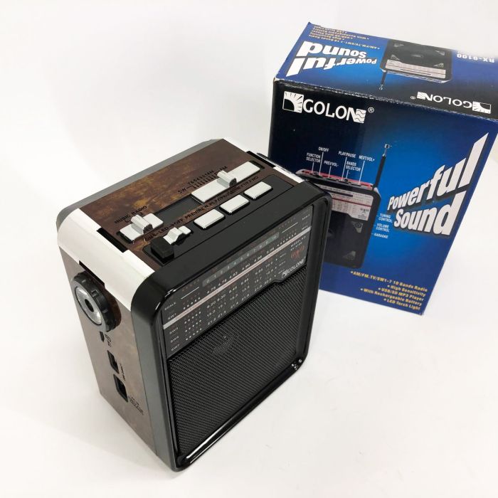 Радиоприемник GOLON RX-9100 USB+SD Радио с фонарем, Ретро радиоприемник, Fm передатчик. Цвет: коричневый
