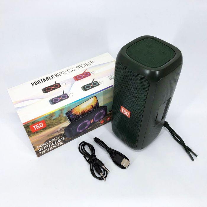 Портативная колонка TG333 2x5W с RGB подсветкой, аккумуляторная колонка для музыки. Цвет: зеленый