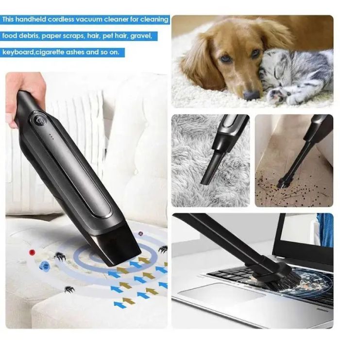 Пылесос для авто Car vacuum cleaner с аккумулятором, автомобильный пылесос беспроводной. Цвет: черный