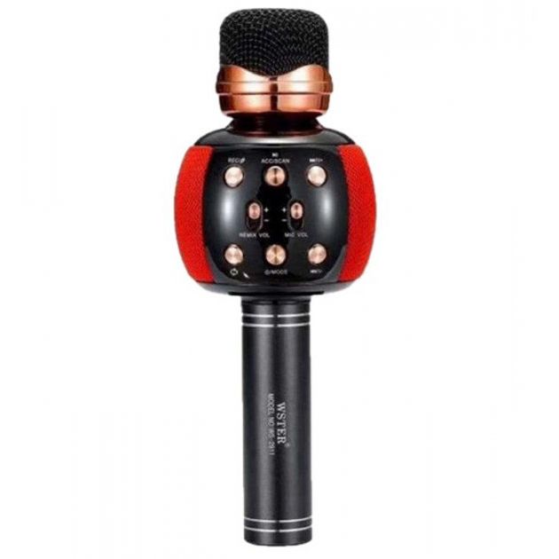Беспроводной микрофон караоке блютуз WSTER WS-2911 Bluetooth динамик. Цвет: красный