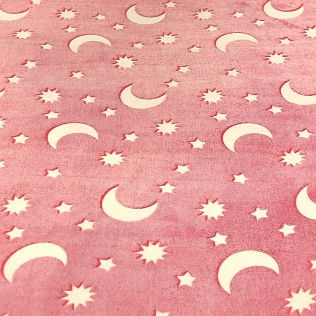 Светящийся в темноте плед плюшевое покрывало Blanket kids Magic Star 150х100 см флисовое одеяло. Цвет: розовый