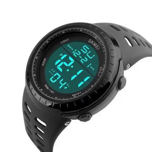 Часы наручные мужские SKMEI 1167BK BLACK, армейские часы противоударные. Цвет: черный