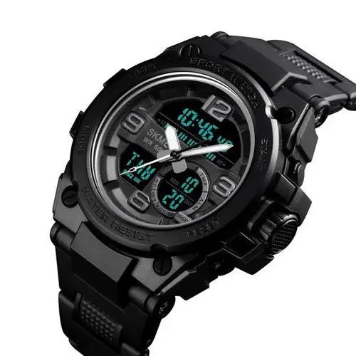 Часы наручные мужские SKMEI 1452BK BLACK, водонепроницаемые мужские часы. Цвет: черный