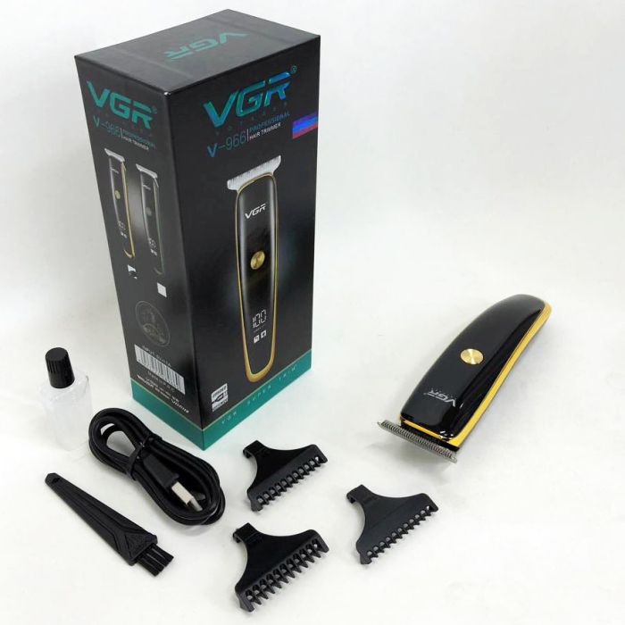 Триммер для стрижки волос и бороды VGR V-966 LED Display, машинка мужская для бритья. Цвет: золотой
