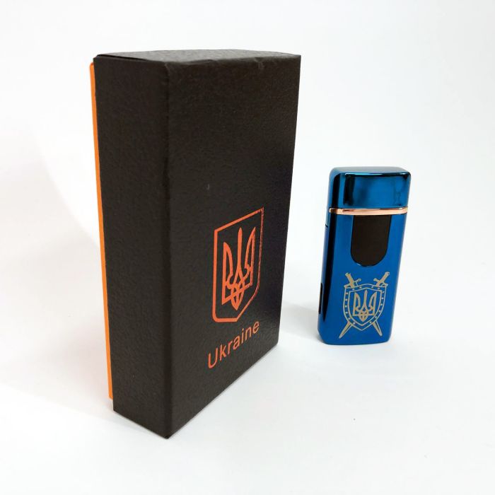 Электрическая и газовая зажигалка Украина с USB-зарядкой HL-432, зажигалка сенсорная. Цвет: синий