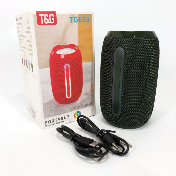 Портативная Bluetooth-колонка TG653 USB с ремешком беспроводная колонка портативная мощная. Цвет: зеленый