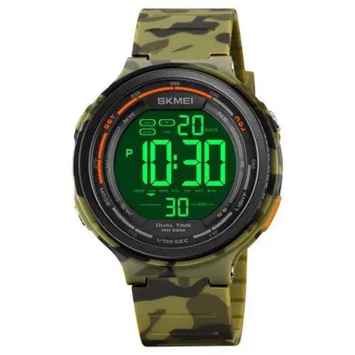 Часы наручные мужские SKMEI 1841CMGN ARMY GREEN CAMO, водонепроницаемые мужские часы. Цвет: зеленый