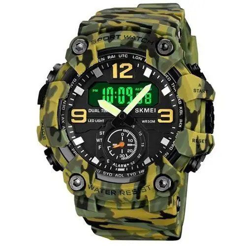 Часы наручные мужские SKMEI 1965CMGN CAMO GREEN, военные мужские наручные часы зеленые. Цвет: камуфляж