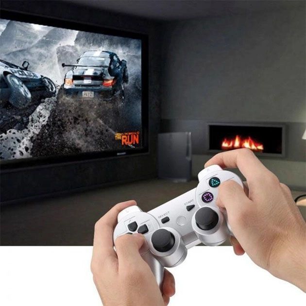 Игровой беспроводной геймпад Doubleshock PS3/PC аккумуляторный джойстик с функцией вибрации. Цвет: белый