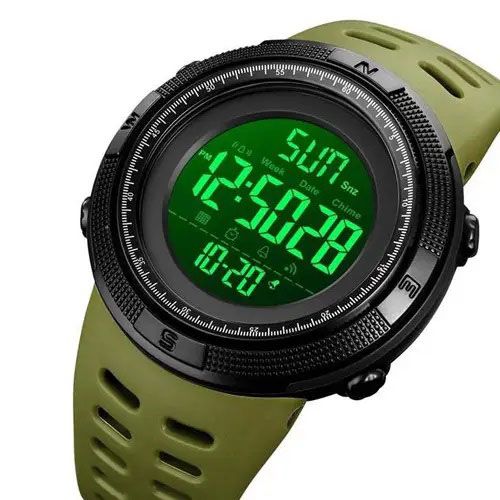 Часы наручные мужские SKMEI 2070AG ARMY GREEN, армейские часы противоударные. Цвет: зеленый