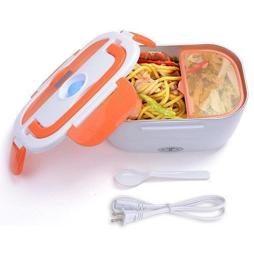 Ланч бокс электрический с подогревом Lunch Heater 220V Pro, контейнер для еды с отсеками. Цвет: оранжевый