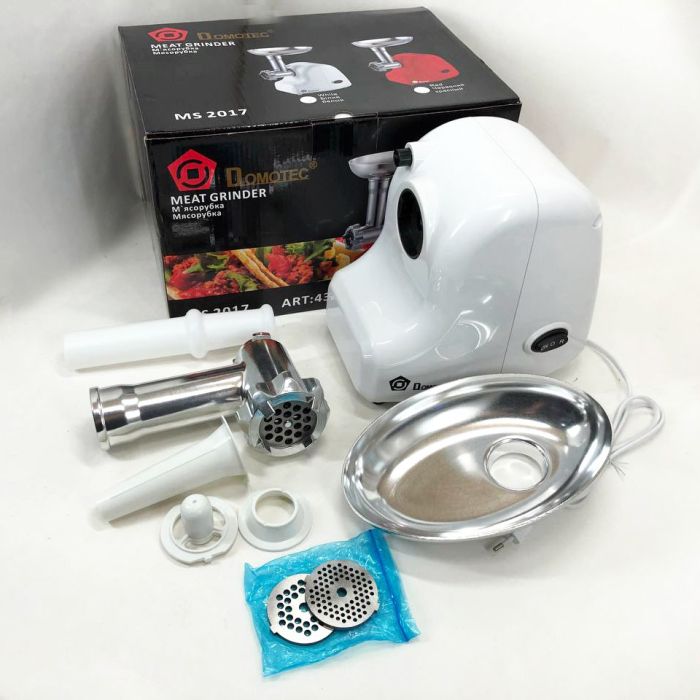 Кухонная электрическая мясорубка Domotec MS-2017 с реверсом 2500 W, мясорубка для мяса. Цвет: белый