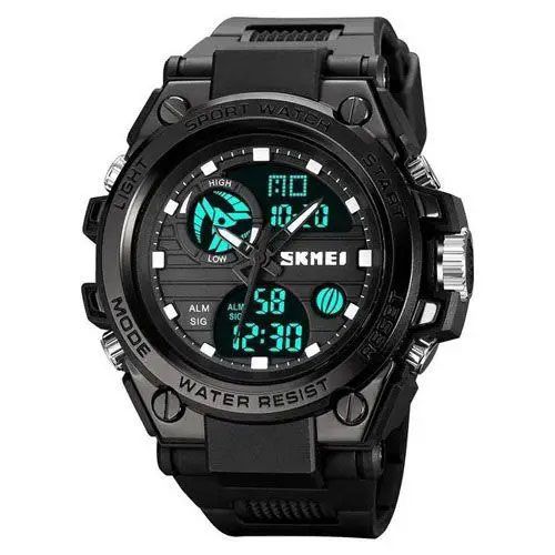 Часы наручные мужские SKMEI 2031BK BLACK, мужские тактические часы, противоударные часы. Цвет: черный