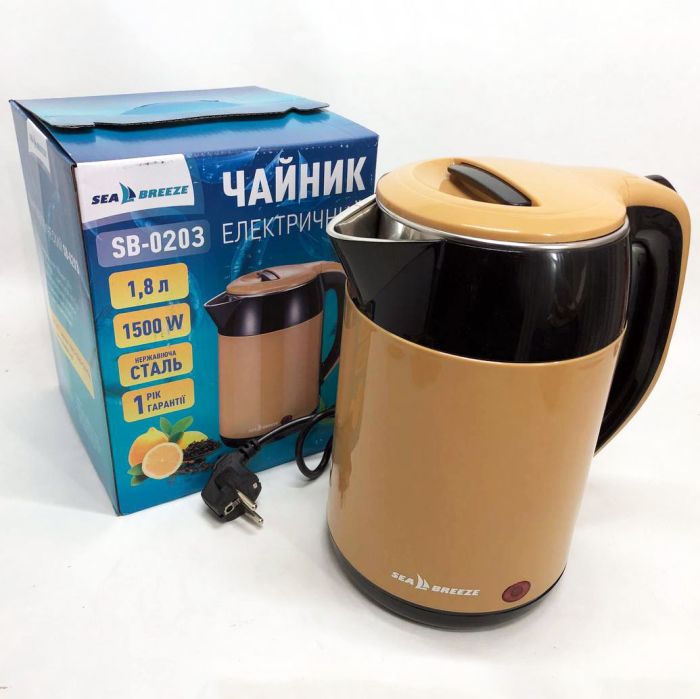 Чайник термос SeaBreeze SB-0203 1.8 Л 1500 Вт, Хороший электрический чайник, Чайник електро, Стильный