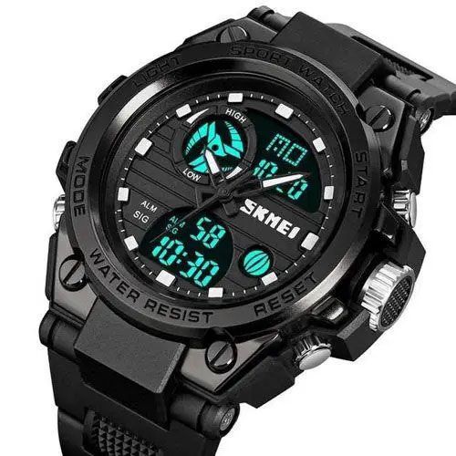 Часы наручные мужские SKMEI 2031BK BLACK, мужские тактические часы, противоударные часы. Цвет: черный
