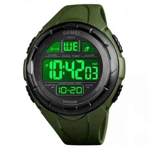 Часы наручные мужские SKMEI 1656GN ARMY GREEN, часы наручные электронные тактические. Цвет: зеленый