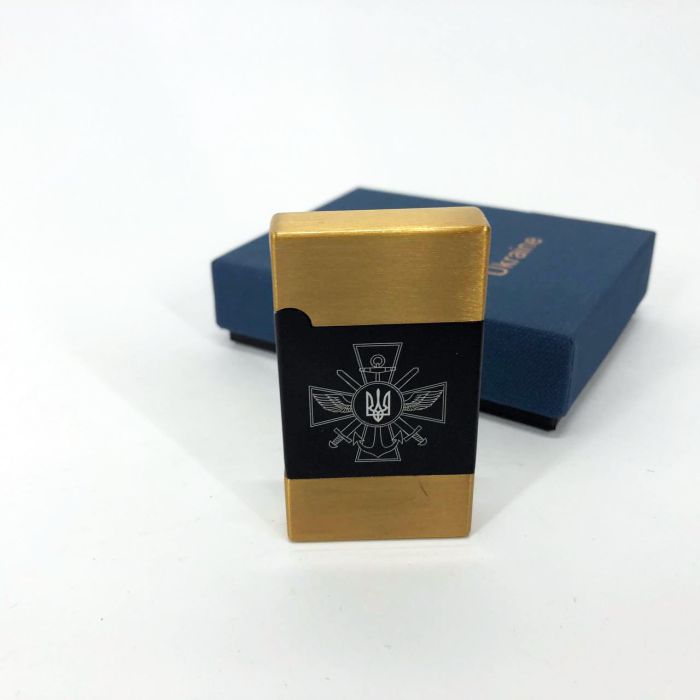 Зажигалка газовая Украина (Подарочная коробка, турбо пламя) HL-393-1. Цвет: золото
