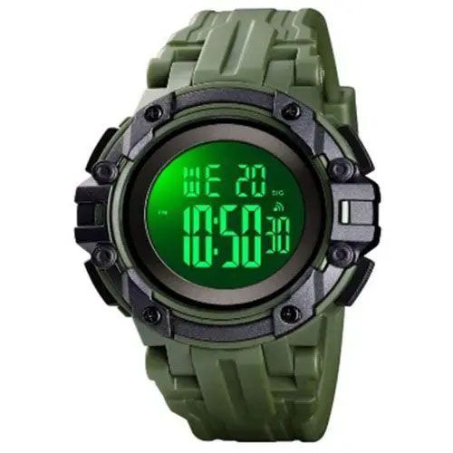 Часы наручные мужские SKMEI 1545AG ARMY GREEN, армейские часы противоударные. Цвет: зеленый