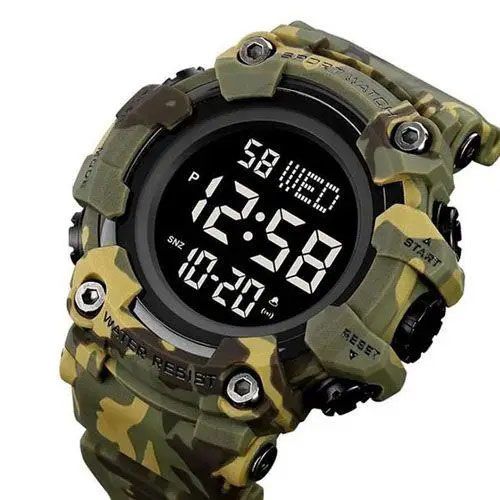 Часы наручные мужские SKMEI 1968CMGN GREEN CAMO, водонепроницаемые мужские часы. Цвет: камуфляж