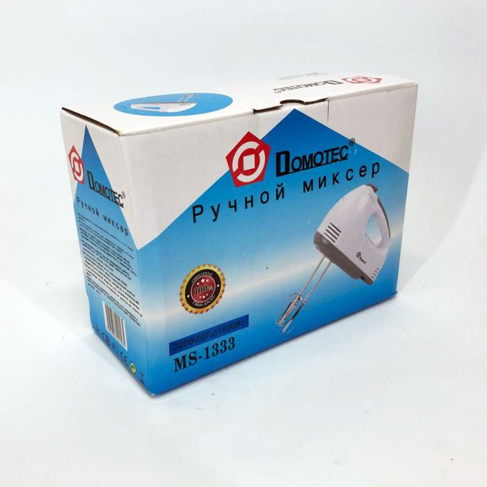 Миксер Domotec MS-1333 ручной с насадками для взбивания и для теста, Двухвенчиковый миксер