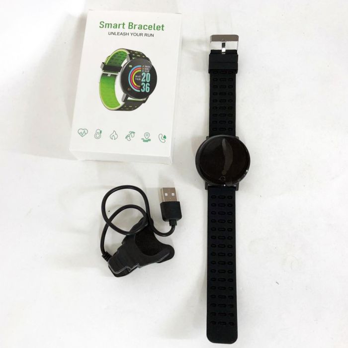 Фитнес трекер умные смарт часы UWatch 119 Plus с шагомером. Цвет: черный