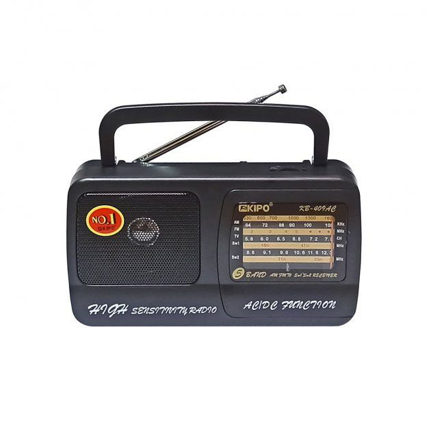 Радиоприёмник Kipo KB-409AC мощный радио FM c usb питание от батарейки R20 или от сети Черный